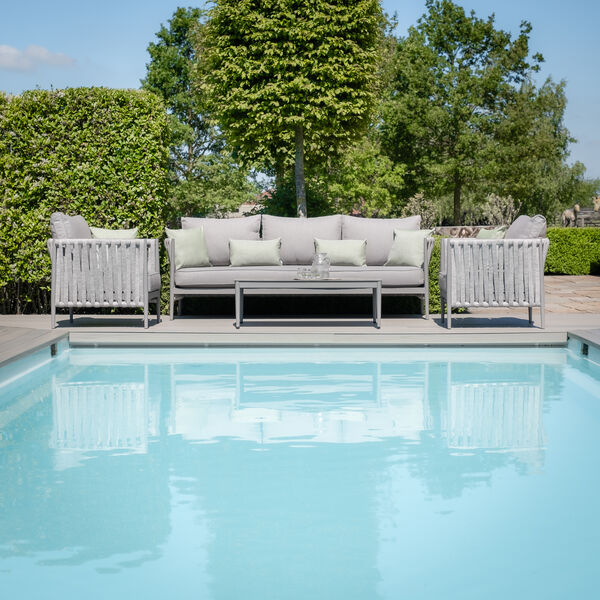 Maze - Milan Rope Weave 3 Seat Sofa Set with Rectangular Coffee Table - Cool Linen product image