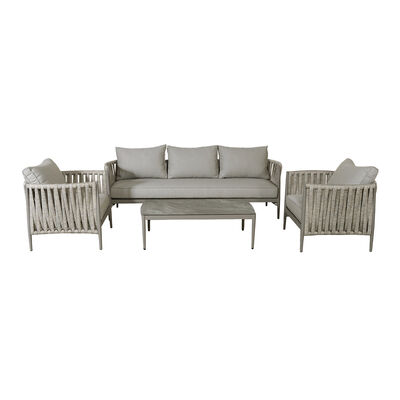 Maze - Milan Rope Weave 3 Seat Sofa Set with Rectangular Coffee Table - Cool Linen product image