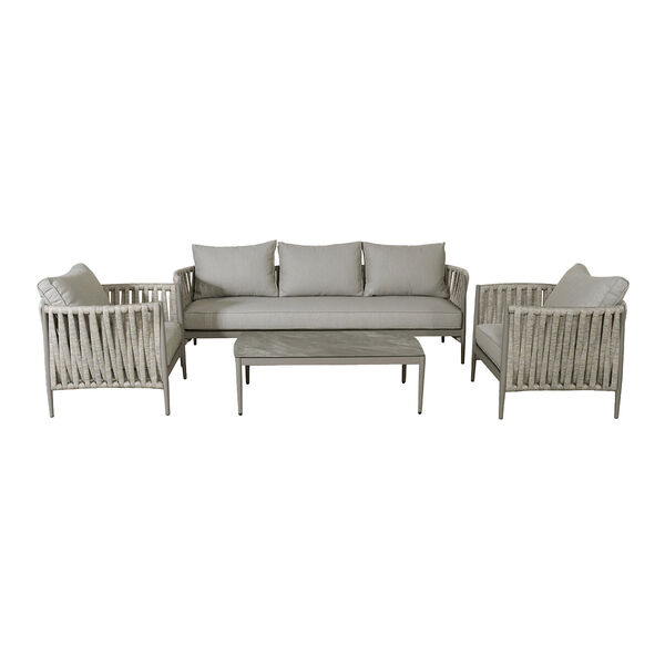 Maze - Milan Rope Weave 3 Seat Sofa Set with Rectangular Coffee Table - Cool Linen product image