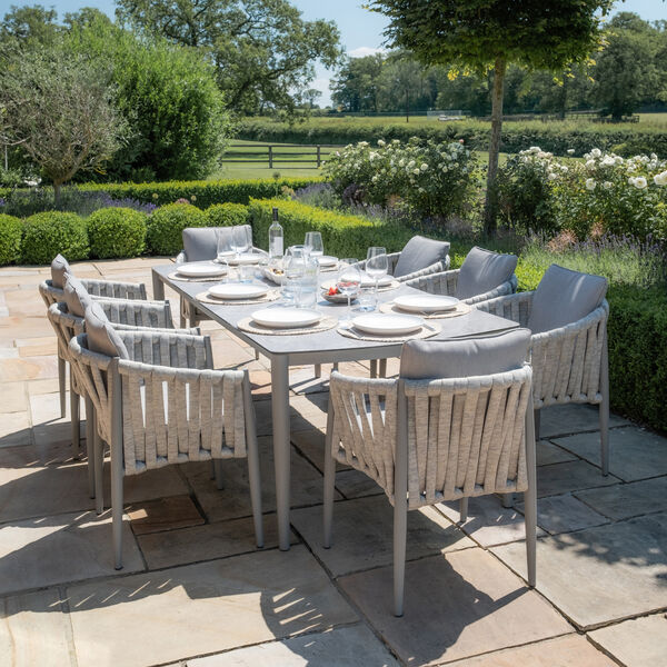 Maze - Milan Rope Weave 8 Seat Rectangular Dining Set - Cool Linen product image