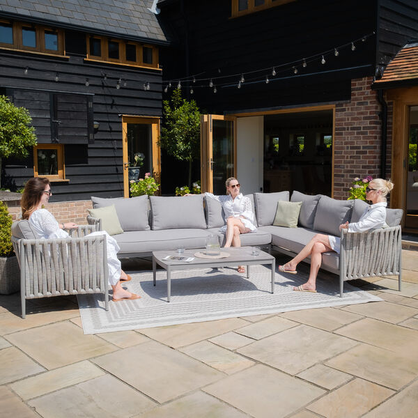 Maze - Milan Rope Weave Large Corner with Rectangular Coffee Table & Armchair - Cool Linen product image