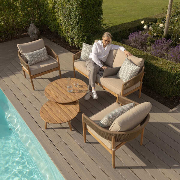 Maze - Porto Rope Weave 2 Seat Sofa Set with Pair of Round Coffee Tables & Armchairs product image