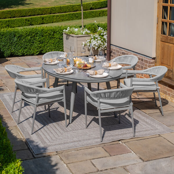 Maze - Florence Rope Weave 6 Seat Oval Dining Set with Lazy Susan product image