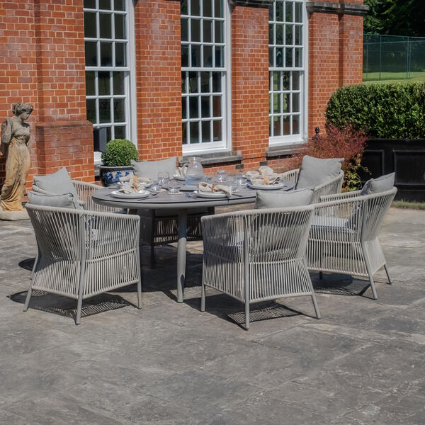 Maze - Maldives Rope Weave 6 Seat Oval Dining Set with Lazy Susan product image