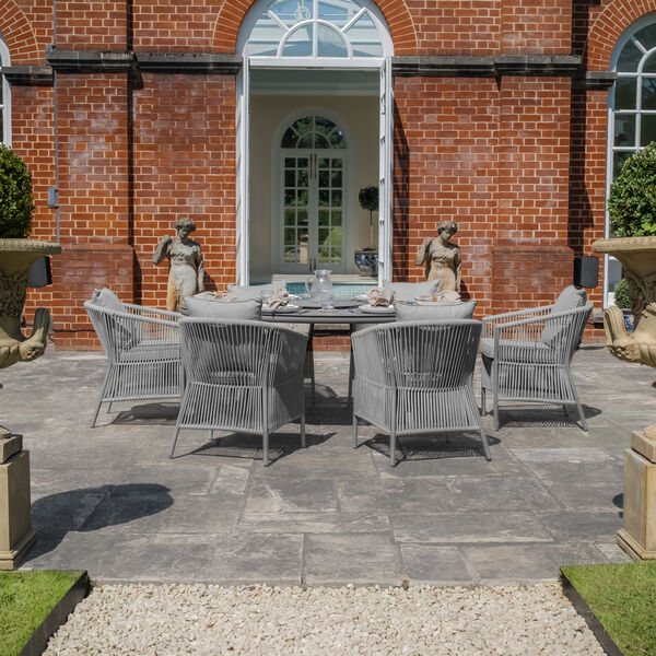 Maze - Maldives Rope Weave 6 Seat Oval Dining Set with Lazy Susan product image