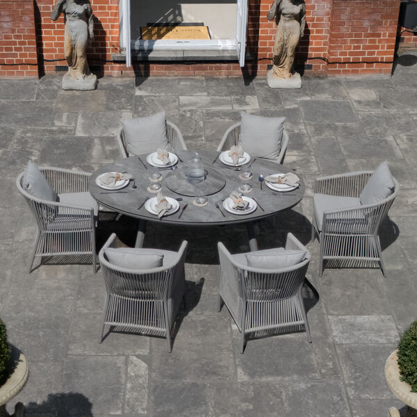 Maze - Maldives Rope Weave 6 Seat Oval Dining Set with Lazy Susan product image