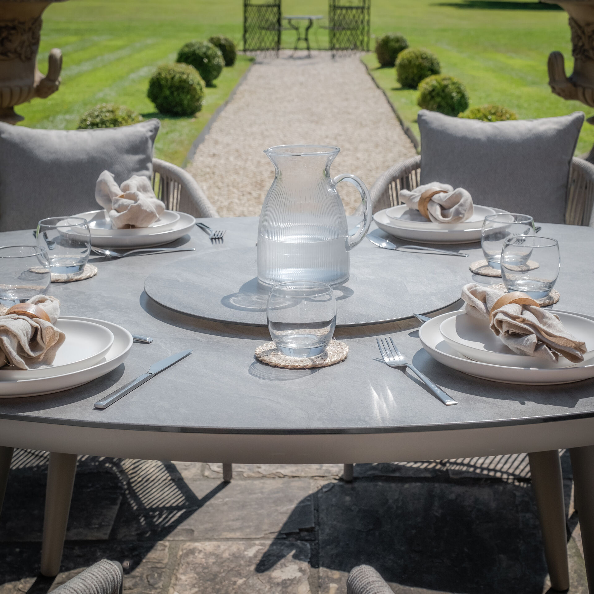 Maze - Maldives Rope Weave 6 Seat Oval Dining Set with Lazy Susan product image