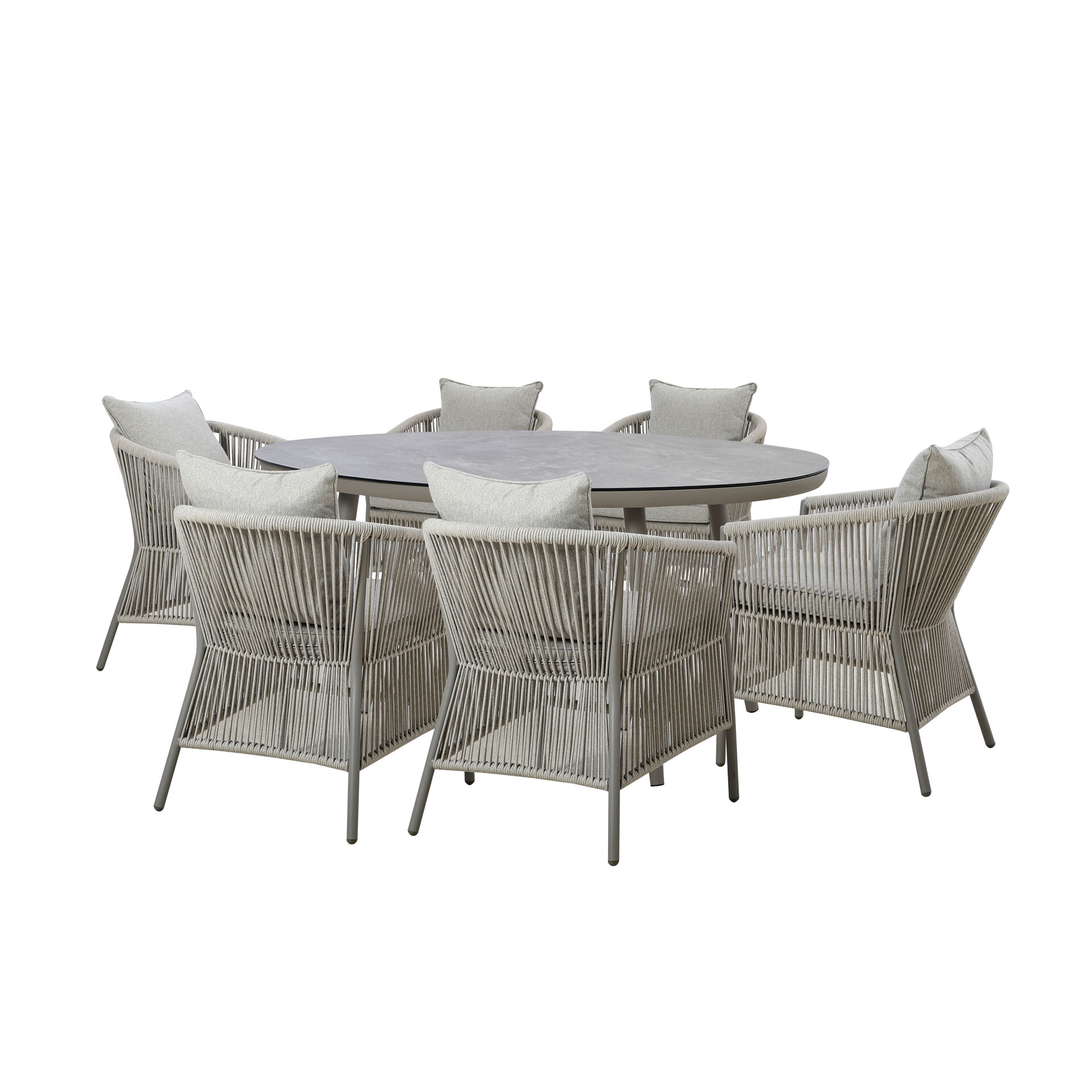 Maze - Maldives Rope Weave 6 Seat Oval Dining Set with Lazy Susan product image