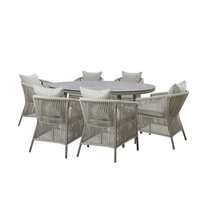 Maze - Maldives Rope Weave 6 Seat Oval Dining Set with Lazy Susan product image