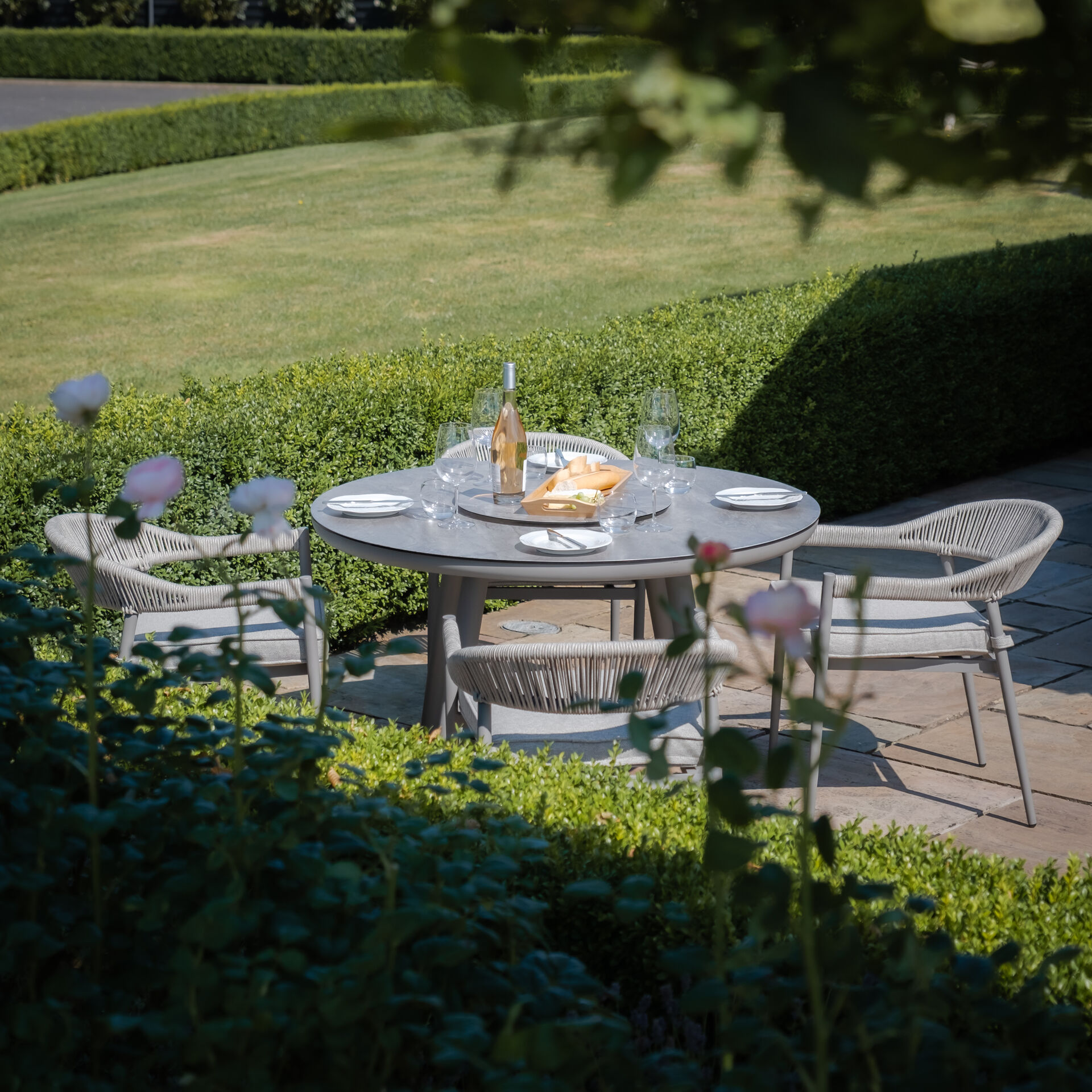 Maze - Florence Rope Weave 4 Seat Round Dining Set with Lazy Susan product image