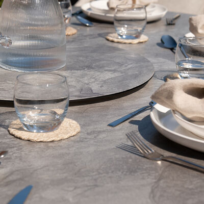 Maze - Monaco Rope Weave 6 Seat Oval Dining Set with Lazy Susan - Cool Linen product image