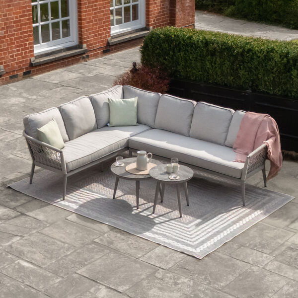 Maze - Monaco Rope Weave Large Corner with Pair of Round Coffee Tables - Cool Linen product image