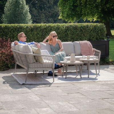 Maze - Monaco Rope Weave Large Corner with Pair of Round Coffee Tables - Cool Linen product image