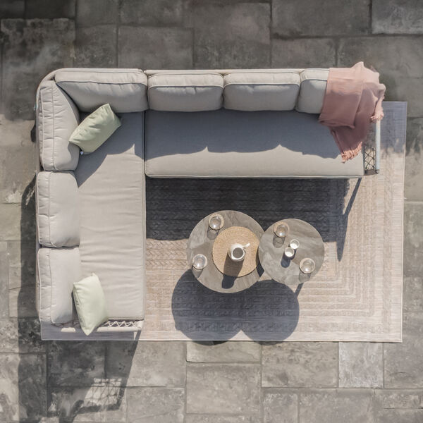 Maze - Monaco Rope Weave Large Corner with Pair of Round Coffee Tables - Cool Linen product image