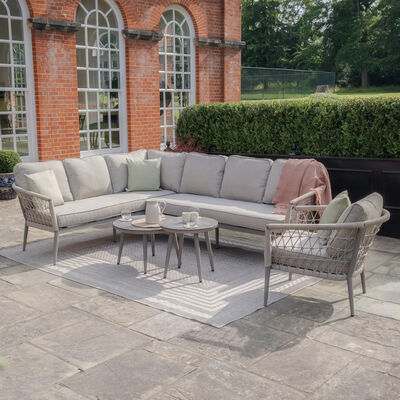 Maze - Monaco Rope Weave Large Corner with Pair of Round Coffee Tables & Armchair - Cool Linen product image