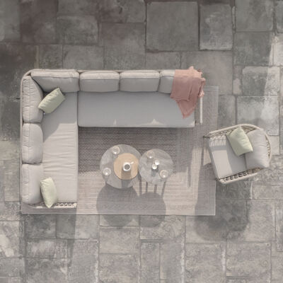 Maze - Monaco Rope Weave Large Corner with Pair of Round Coffee Tables & Armchair - Cool Linen product image