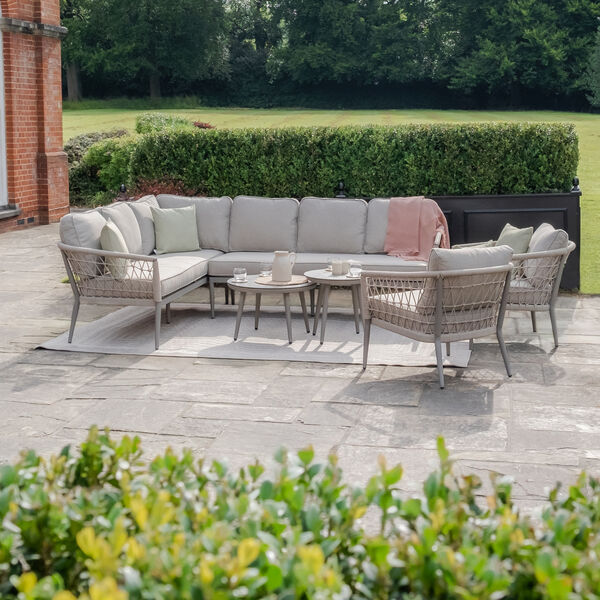 Maze - Monaco Rope Weave Large Corner with Pair of Round Coffee Tables & 2 Armchairs - Cool Linen product image