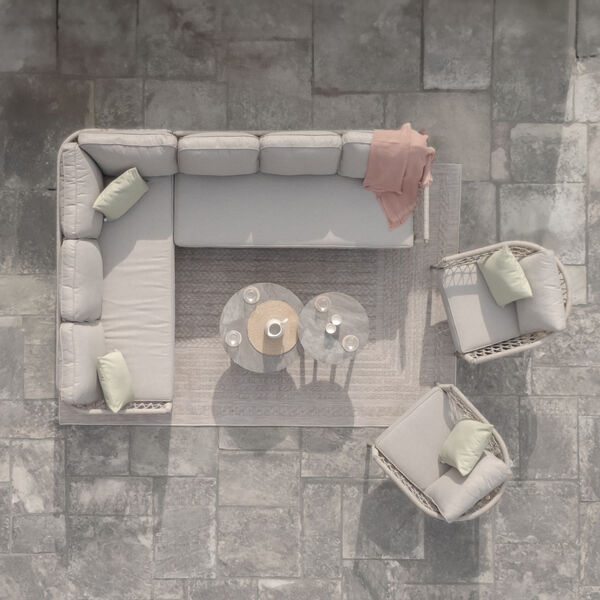 Maze - Monaco Rope Weave Large Corner with Pair of Round Coffee Tables & 2 Armchairs - Cool Linen product image