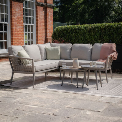 Maze - Monaco Rope Weave Small Corner with Pair of Round Coffee Tables - Cool Linen product image