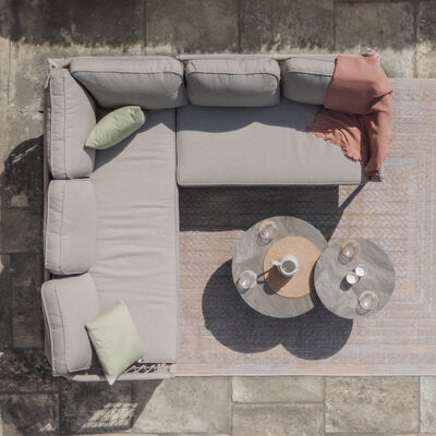 Maze - Monaco Rope Weave Small Corner with Pair of Round Coffee Tables - Cool Linen product image