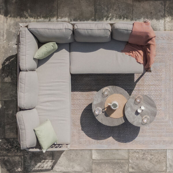 Maze - Monaco Rope Weave Small Corner with Pair of Round Coffee Tables - Cool Linen product image