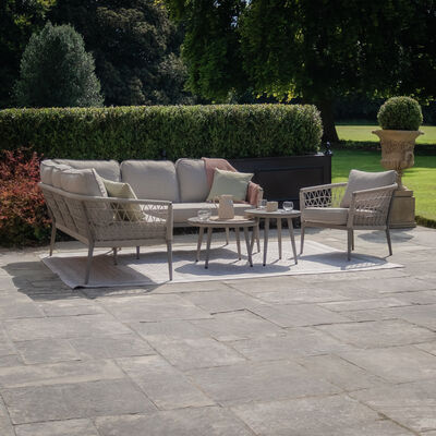 Maze - Monaco Rope Weave Small Corner with Pair of Round Coffee Tables & Armchair - Cool Linen product image