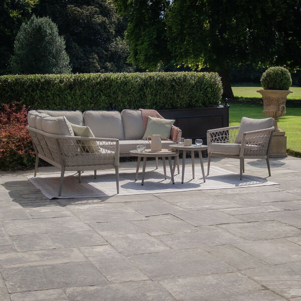 Maze - Monaco Rope Weave Small Corner with Pair of Round Coffee Tables & Armchair - Cool Linen product image