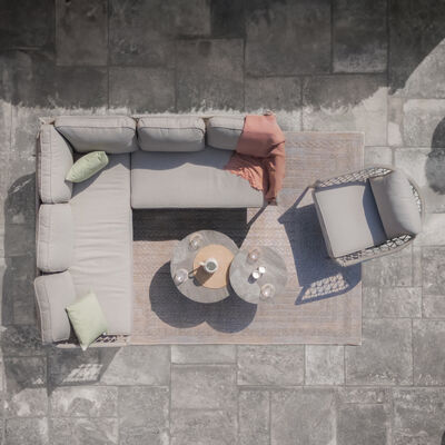 Maze - Monaco Rope Weave Small Corner with Pair of Round Coffee Tables & Armchair - Cool Linen product image