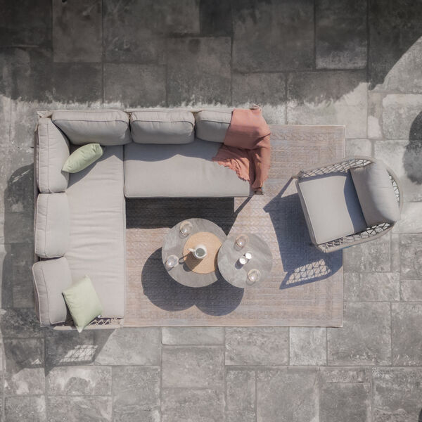 Maze - Monaco Rope Weave Small Corner with Pair of Round Coffee Tables & Armchair - Cool Linen product image