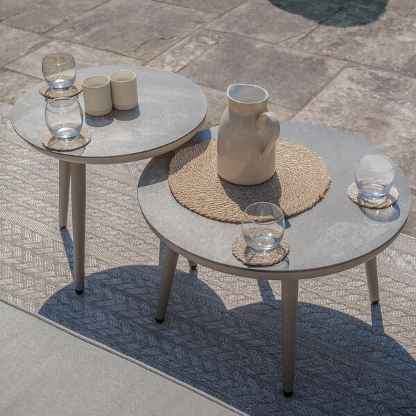 Maze - Monaco Rope Weave Small Corner with Pair of Round Coffee Tables & Armchair - Cool Linen product image