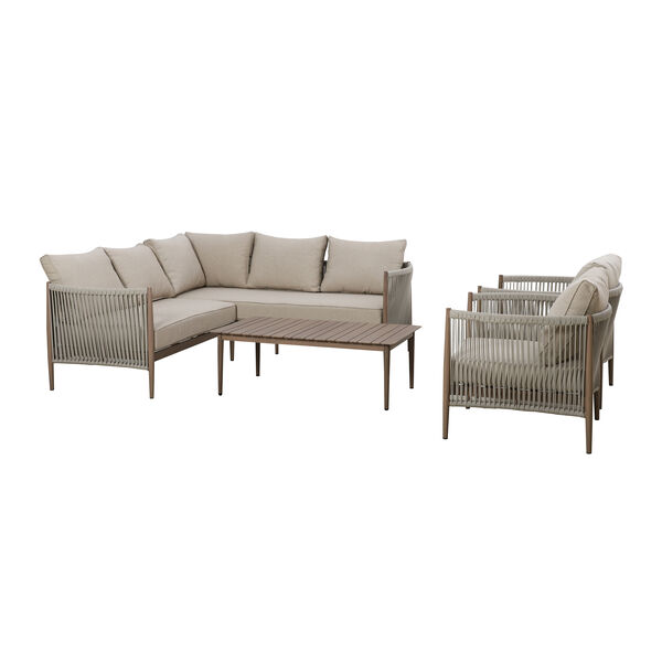 Maze - Havana Rope Weave Small Corner Sofa Set with Rectangular Coffee Table & 2 Armchairs product image