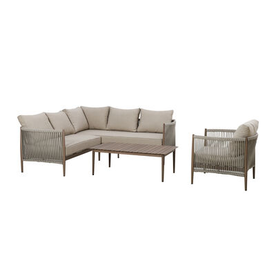 Maze - Havana Rope Weave Small Corner Sofa Set with Rectangular Coffee Table & Armchair product image