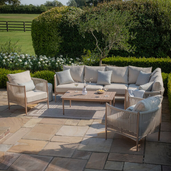 Maze - Havana Rope Weave Large Corner Sofa Set with Rectangular Coffee Table & 2 Armchairs product image