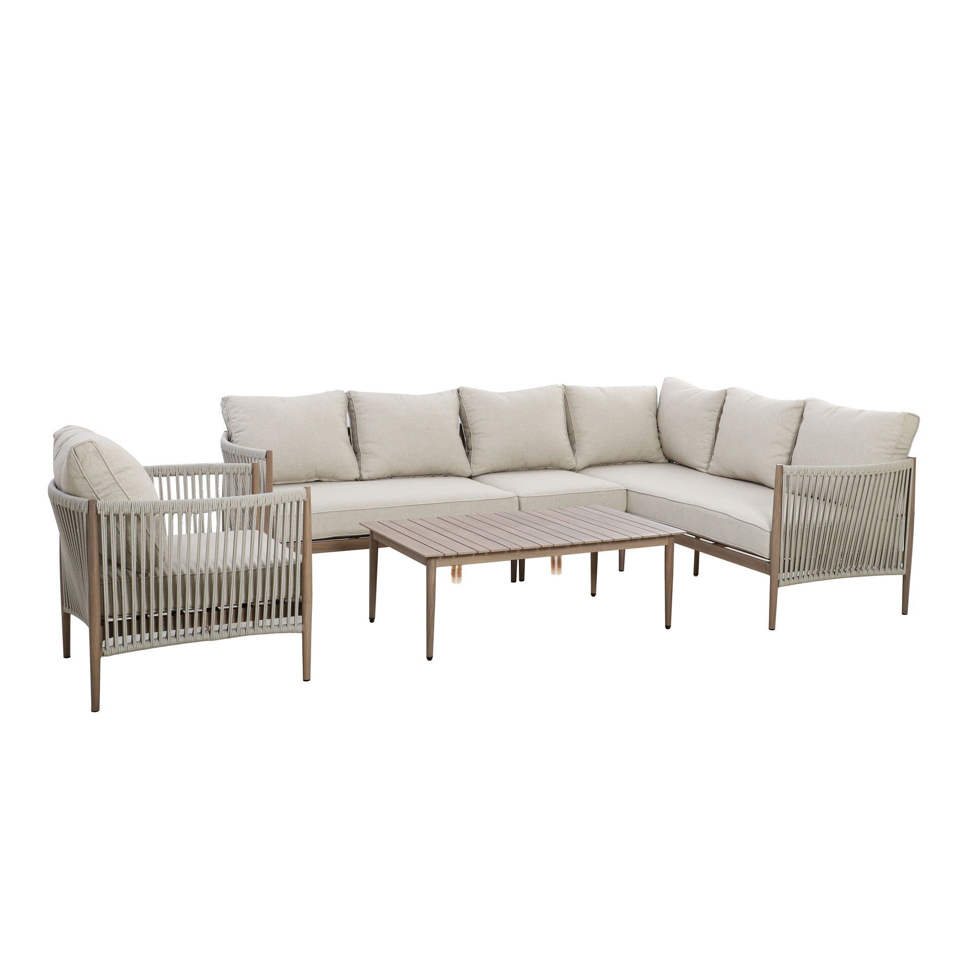 Maze - Havana Rope Weave Large Corner Sofa Set with Rectangular Coffee Table & Armchair product image
