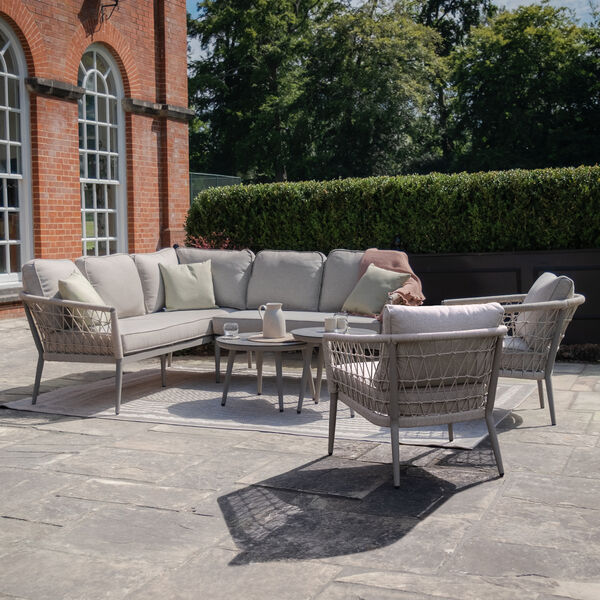 Maze - Monaco Rope Weave Small Corner with Pair of Round Coffee Tables & 2 Armchairs - Cool Linen product image