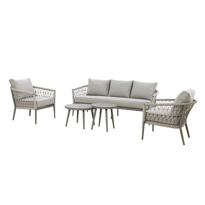 Maze - Monaco Rope Weave 3 Seat Sofa Set with Pair of Round Coffee Tables - Cool Linen product image