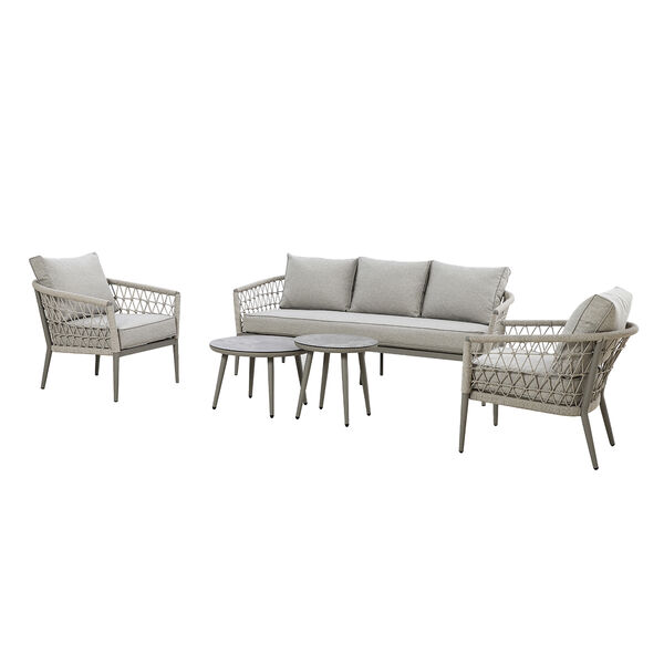 Maze - Monaco Rope Weave 3 Seat Sofa Set with Pair of Round Coffee Tables - Cool Linen product image