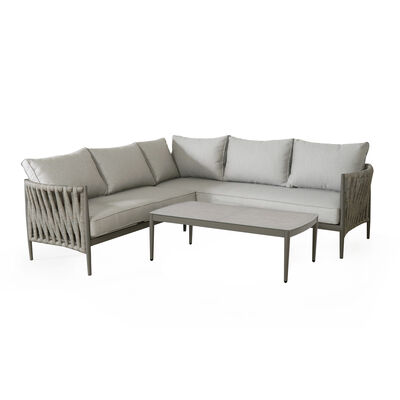 Maze - Milan Rope Weave Small Corner with Rectangular Coffee Table - Cool Linen product image