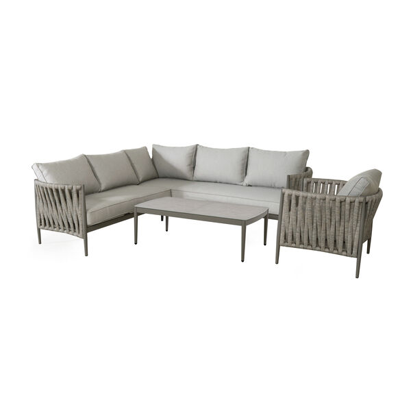 Maze - Milan Rope Weave Small Corner with Rectangular Coffee Table & Armchair - Cool Linen product image