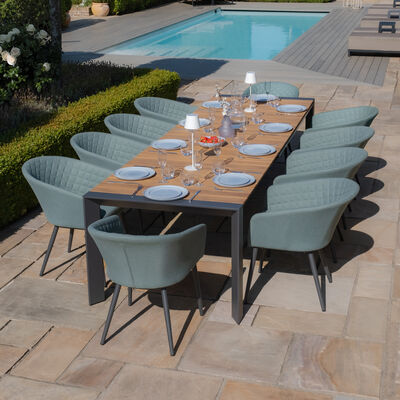Maze - Jakarta Teak Extending 6 - 10 Seat Rectangular Dining Table with 10 Ambition Sage Green Dining Chairs product image