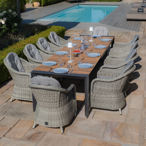 Maze - Jakarta Teak Extending 6 - 10 Seat Rectangular Dining Table with 10 Oxford Heritage Rattan Dining Chairs product image