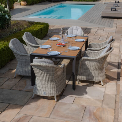 Maze - Jakarta Teak Extending 6 - 10 Seat Rectangular Dining Table with 10 Oxford Heritage Rattan Dining Chairs product image