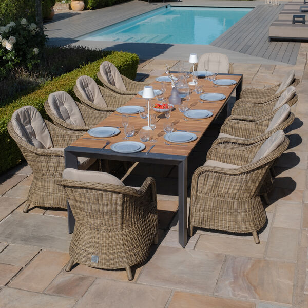 Maze - Jakarta Teak Extending 6 - 10 Seat Rectangular Dining Table with 10 Winchester Heritage Rattan Dining Chairs product image