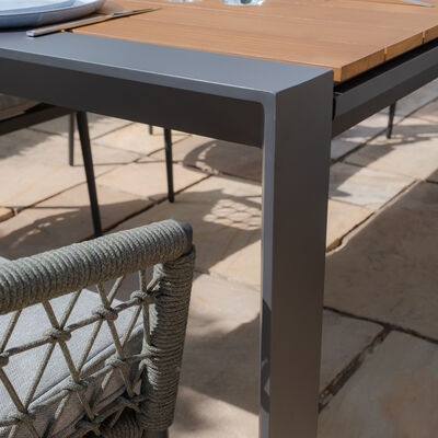 Maze - Jakarta Teak Extending 6 - 10 Seat Rectangular Dining Table with 10 Monaco Ivy Green Rope Weave Dining Chairs product image
