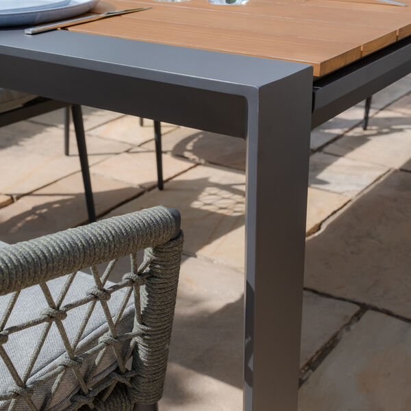 Maze - Jakarta Teak Extending 6 - 10 Seat Rectangular Dining Table with 10 Monaco Ivy Green Rope Weave Dining Chairs product image
