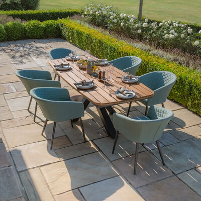 Maze - Jakarta Teak Oval Dining Table with 6 Ambition Sage Green Dining Chairs product image