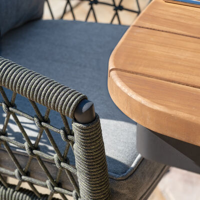 Maze - Jakarta Teak Oval Dining Table with 6 Monaco Ivy Green Rope Weave Dining Chairs product image