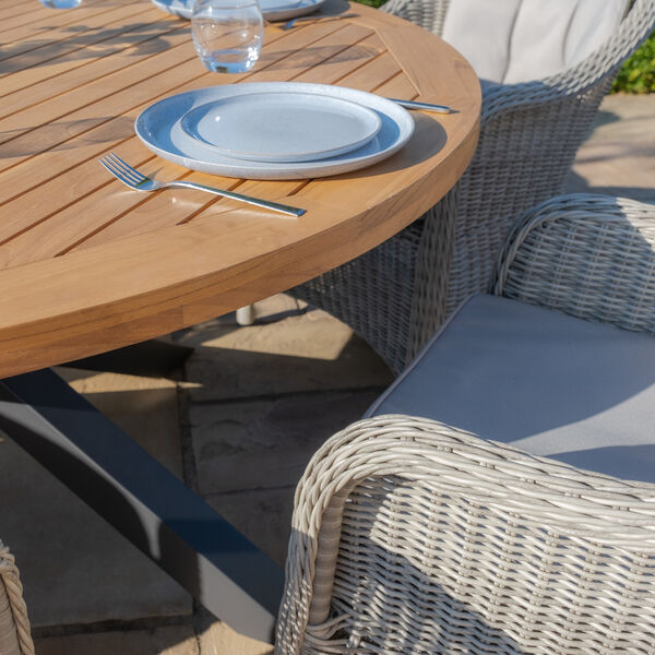 Maze - Jakarta Teak Round Dining Table with 6 Rattan Oxford Hertiage Rattan Dining Chairs product image