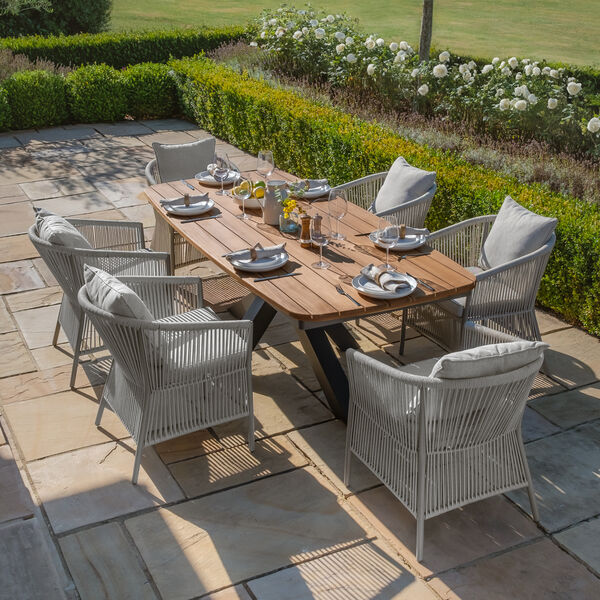 Maze - Jakarta Teak Oval Dining Table with 6 Maldives Rope Weave Dining Chairs product image