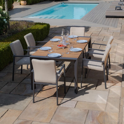 Maze - Jakarta Teak Extending 6 - 10 Seat Rectangular Dining Table with 10 Ibiza Oatmeal Dining Chairs product image